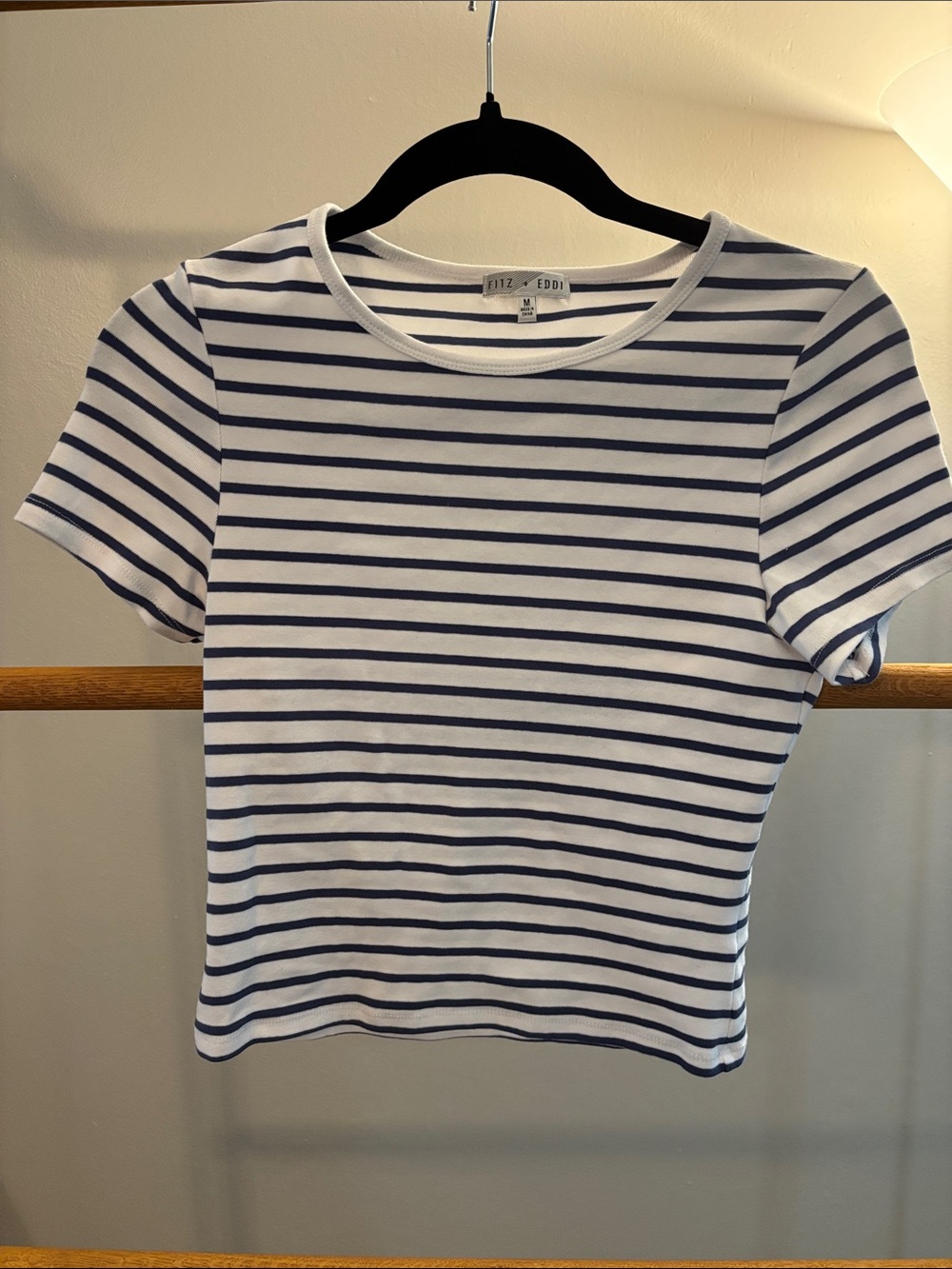 Fitz + Eddy Navy & White Striped Short Sleeve Tee